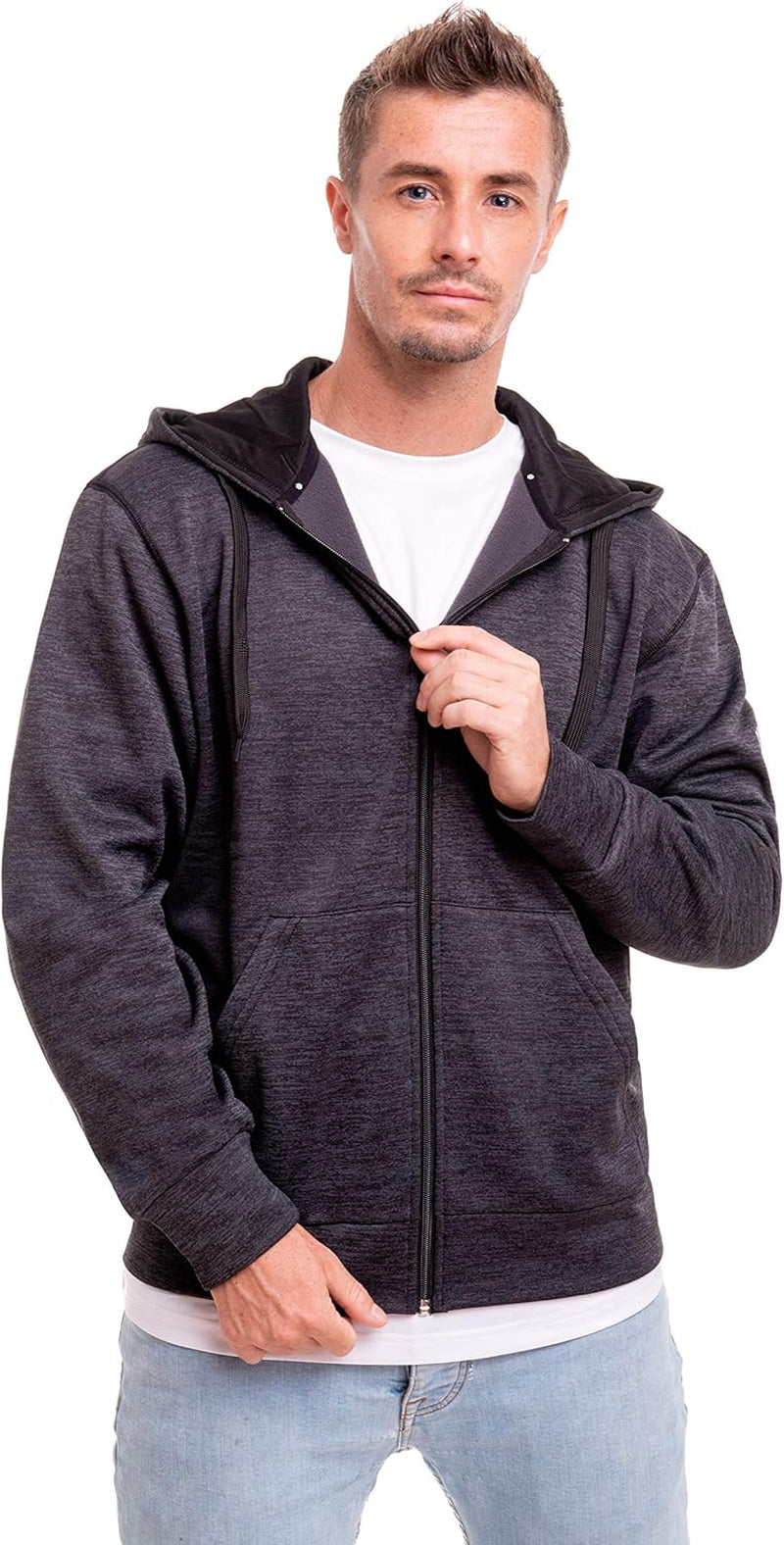 Mens Active Hoodies Full-Zip Midweight Hooded Men’S Sweatshirt with Pockets