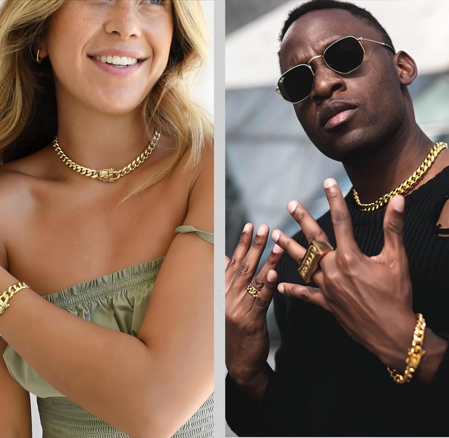 Miami Cuban Link Chain for Men 15Mm 18K Gold Stainless Steel Curb Necklace, Hip Hop Jewelry, Durable & Anti-Tarnish Mens Chain 18" 20" 22" 30" Inch, Pops Gifts for Fathers Boyfriends, Sons