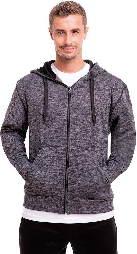 Mens Active Hoodies Full-Zip Midweight Hooded Men’S Sweatshirt with Pockets